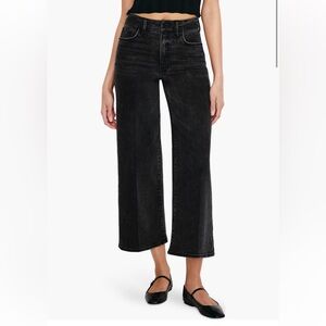 NWT Good American Good Waist Black Palazzo Crop Jeans